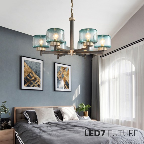 Loft Industry Modern - Elis2 Blue Chandelier